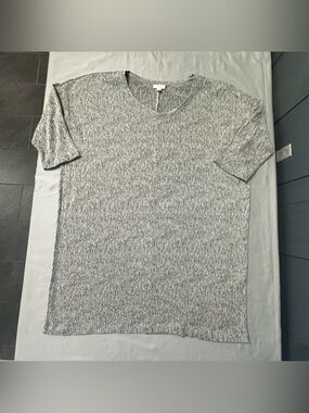 Pure Jill J. Jill Linen Blend V-Neck Knit Dress XLP Gray Marled Tunic Lagenlook